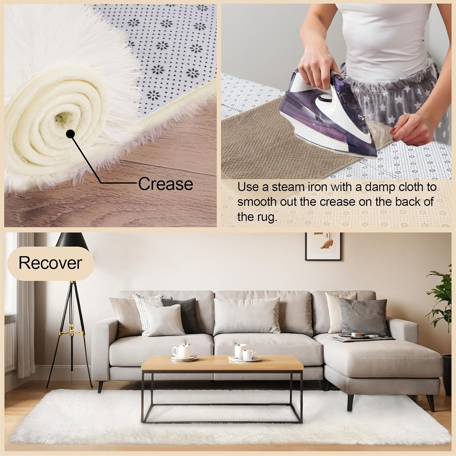 Large Fluffy Cream White Area Rugs for The Living Room, Soft Shag Carpets for The Bedroom, Non-Slip Fuzzy Indoor Rugs, Perfect for Christmas Decoration