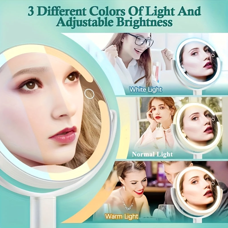 Makeup Mirror with Lights, 25X Magnifying Mirror with Light And Touch Switch, Vanity Mirror with 3 Color Light And 80 LEDs, 2-Sided Lighted Magnified Mirror 8 Inches, Women's Day Gift, A Good Tool Of Beauty And Makeup.