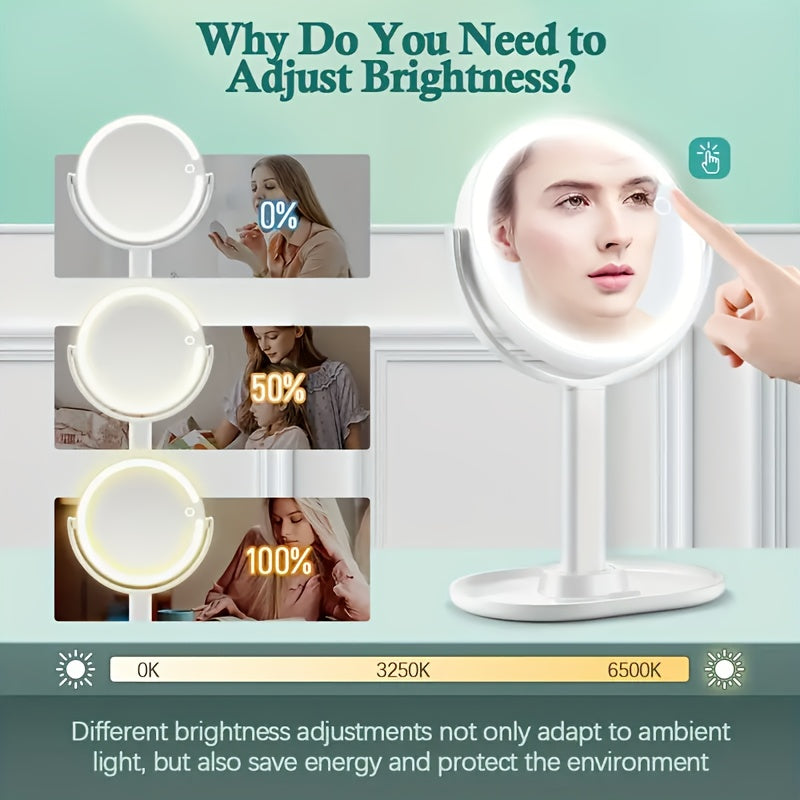 Makeup Mirror with Lights, 25X Magnifying Mirror with Light And Touch Switch, Vanity Mirror with 3 Color Light And 80 LEDs, 2-Sided Lighted Magnified Mirror 8 Inches, Women's Day Gift, A Good Tool Of Beauty And Makeup.