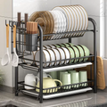 3-Tier Dish Drying Rack with Drain Tray, Utensil Holder & Cutting Board Rack