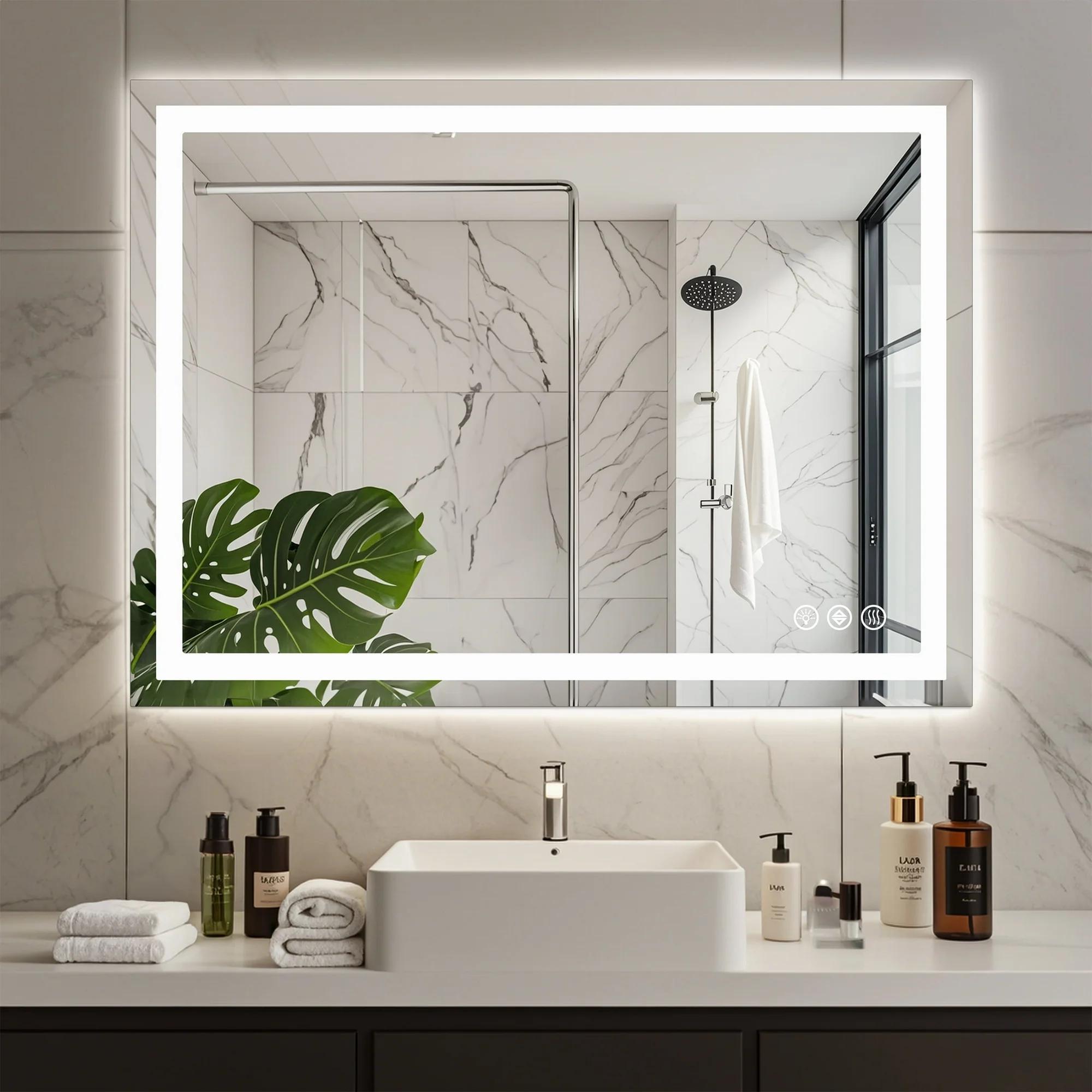 vanity mirror .bathroom mirror Anti-fog LED bathroom mirror with dual light sources and three lighting modes Wall-mounted vanity mirror Different models available on request