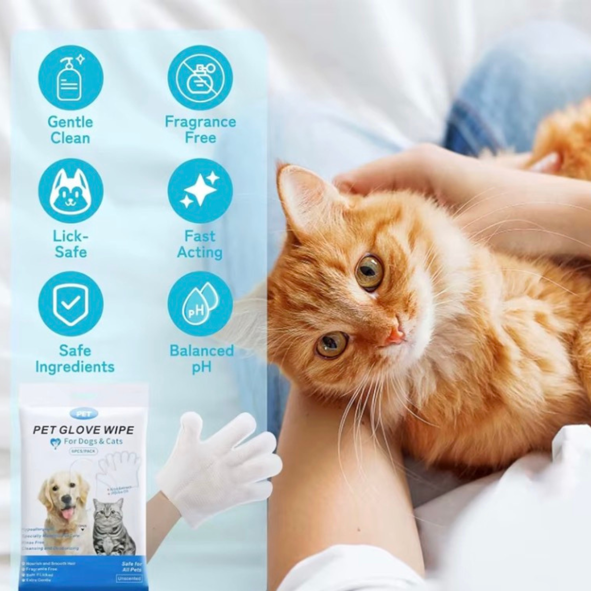 Pet Wiping Gloves – Gentle & Effective Hair Removal for Dogs & Cats