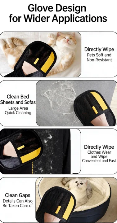 Reusable Pet Hair Remover Glove for Couch, Clothes & Car Seats  Description