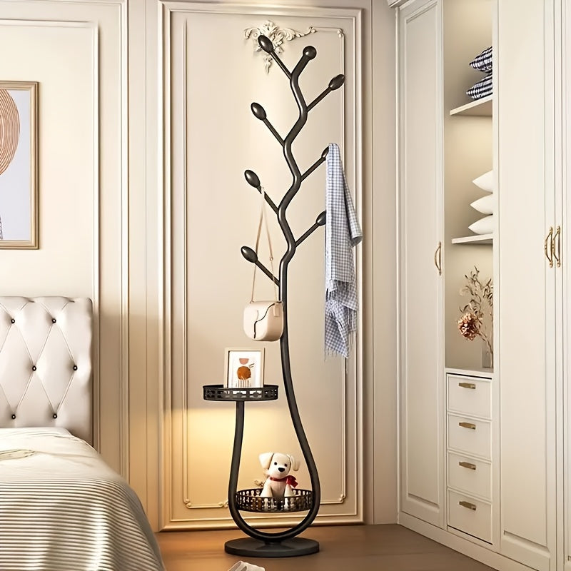 One Piece of Stylish Standalone Metal Clothing Rack with a Shelf - a Versatile Vertical Garment Organizer, Designed for Easy Mobility in for home Organization - Perfect for Coats, Hats, Scarves, And Additional Items