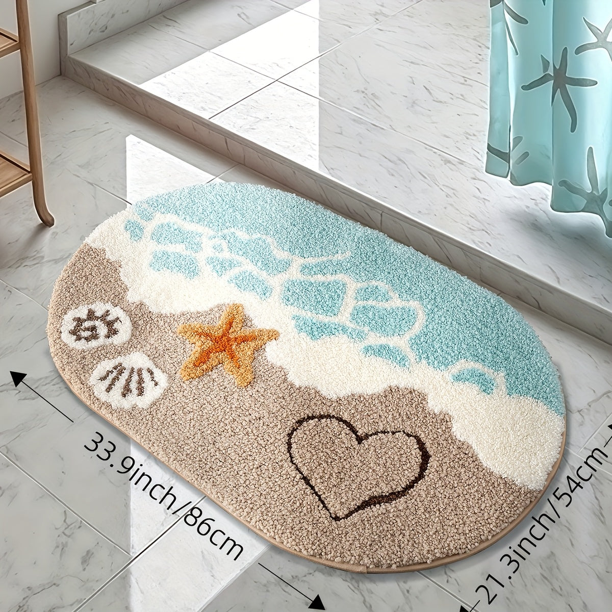 Soft Beach Carpet Soft & Absorbent Beach Carpet with Anti-Slip Backing | 22x34 Inches | Perfect for Bathroom, Kitchen, Entrance, Bathtub Edge, Footrest & Wet\u002FDry Transition Areas