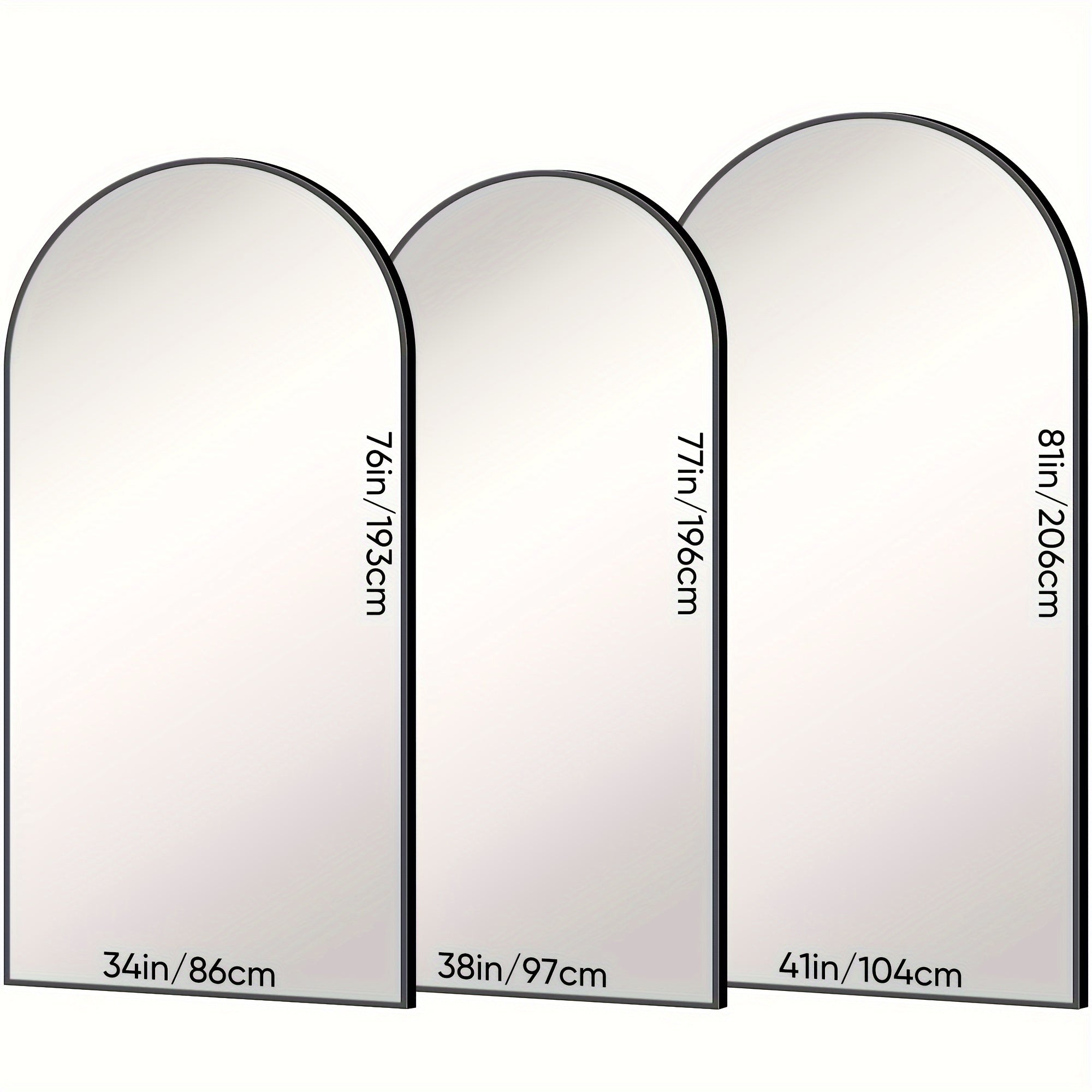 Full Length Mirror, Oversized Arched Floor Mirror Freestanding, Full Body Mirror Floor Standing Mirror With Stand For Bedroom, Hanging Mounted Mirror For Living Room Cloakroom