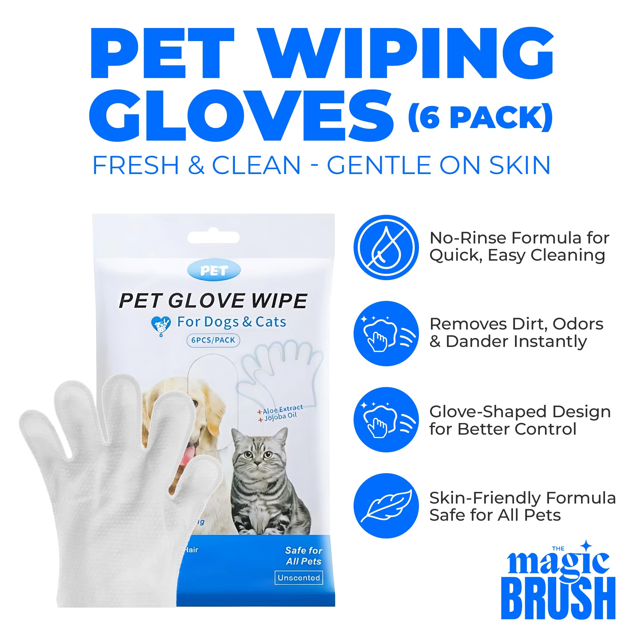 Pet Wiping Gloves – Gentle & Effective Hair Removal for Dogs & Cats