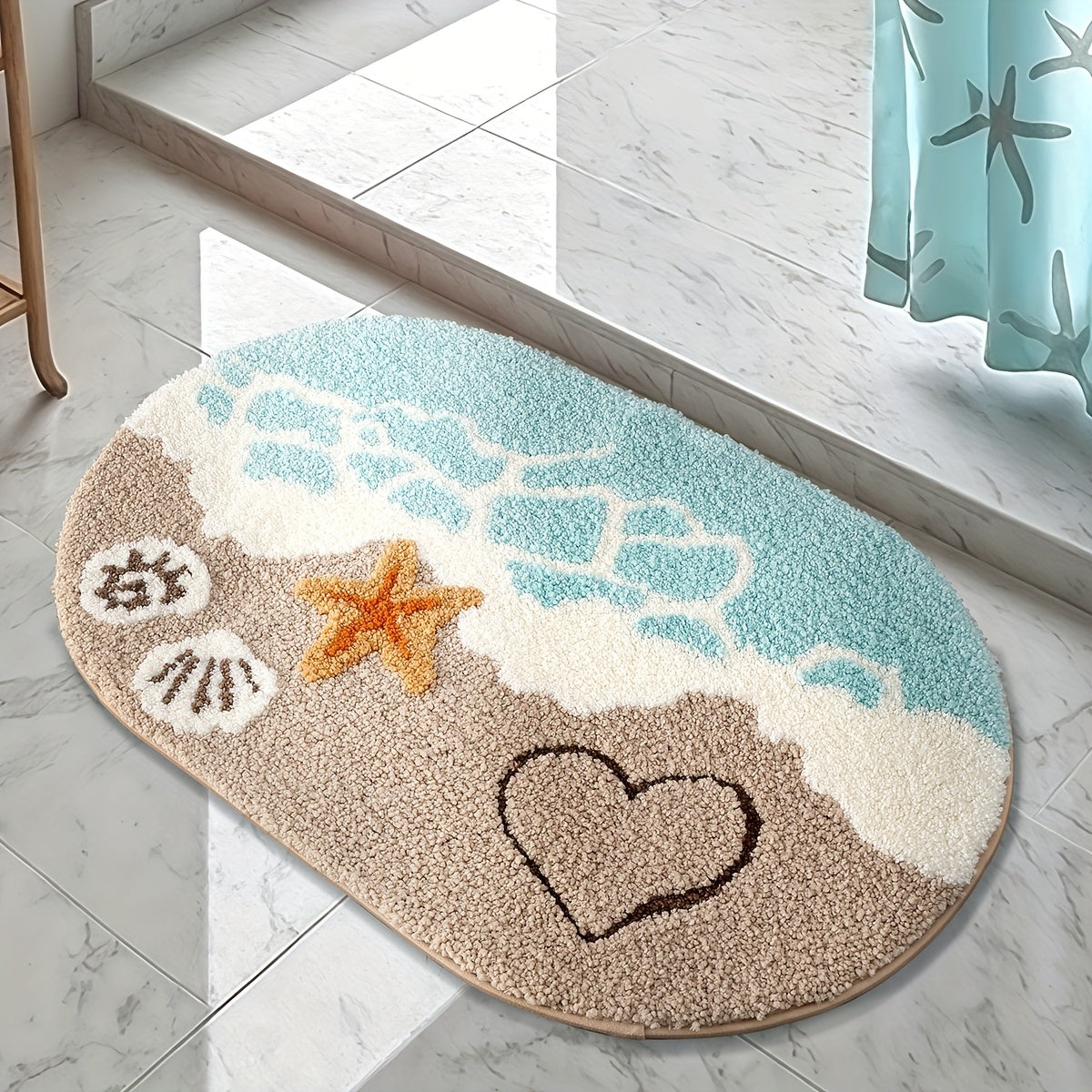 Soft Beach Carpet Soft & Absorbent Beach Carpet with Anti-Slip Backing | 22x34 Inches | Perfect for Bathroom, Kitchen, Entrance, Bathtub Edge, Footrest & Wet\u002FDry Transition Areas