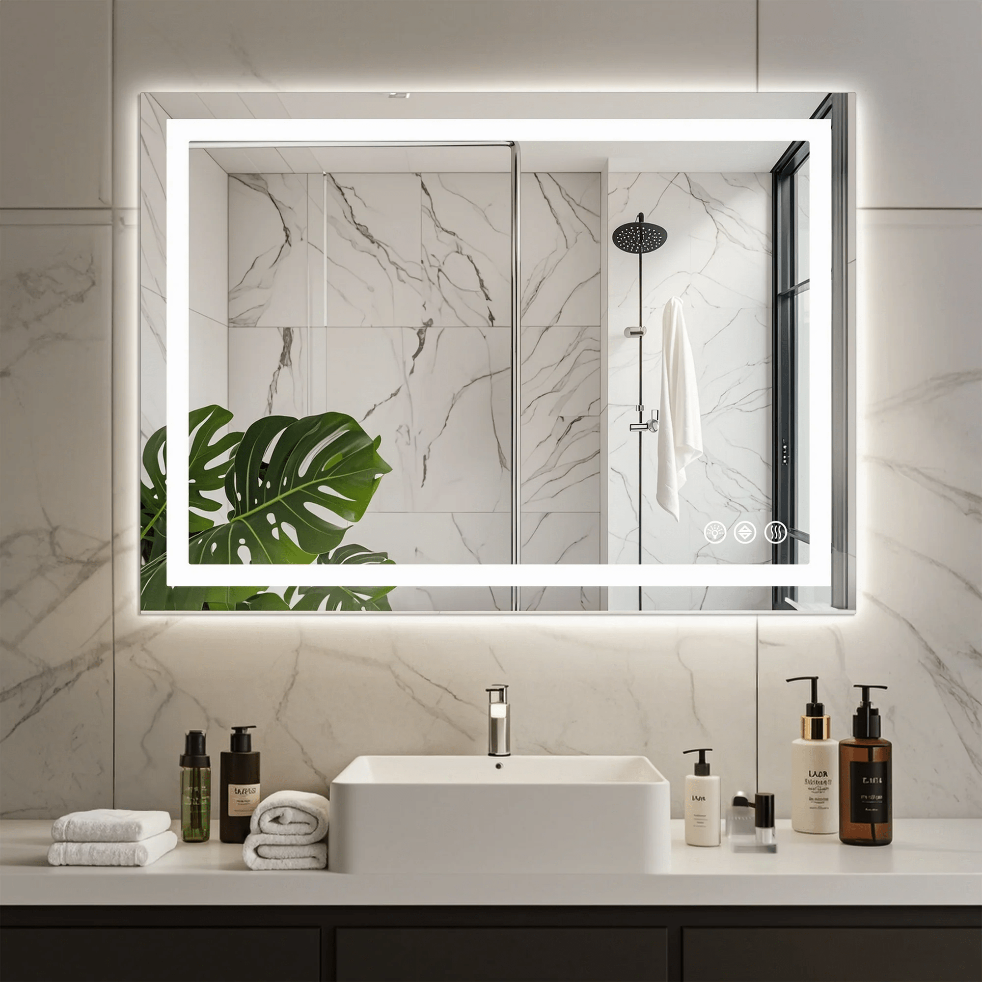vanity mirror .bathroom mirror Anti-fog LED bathroom mirror with dual light sources and three lighting modes Wall-mounted vanity mirror Different models available on request