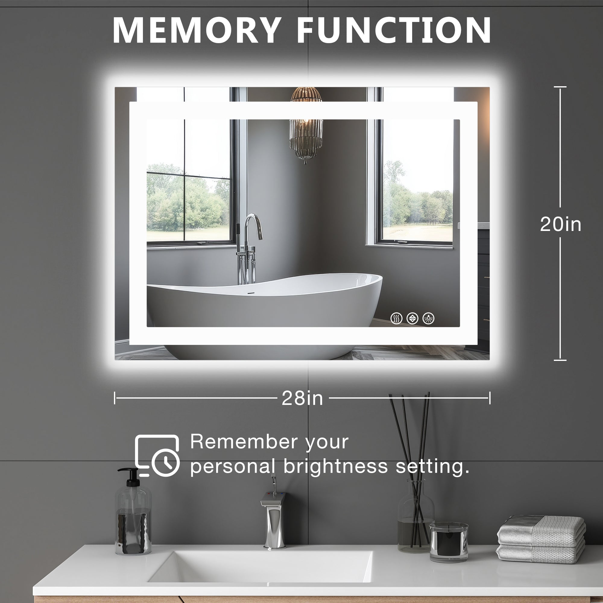 vanity mirror .bathroom mirror Anti-fog LED bathroom mirror with dual light sources and three lighting modes Wall-mounted vanity mirror Different models available on request