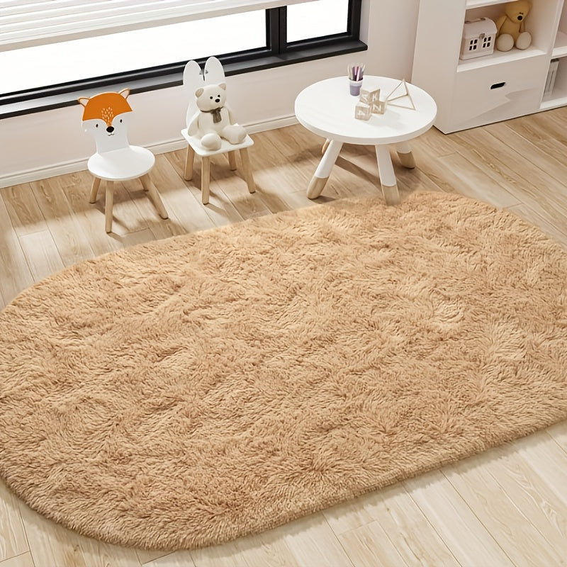 Extra Large 9x12ft Camel Plush Shag Mat - Ultra-Soft Thick Pile, Non-Slip Rubber Backing, Machine Washable Indoor\u002FOutdoor Mat for Living Room, Bedroom, Office