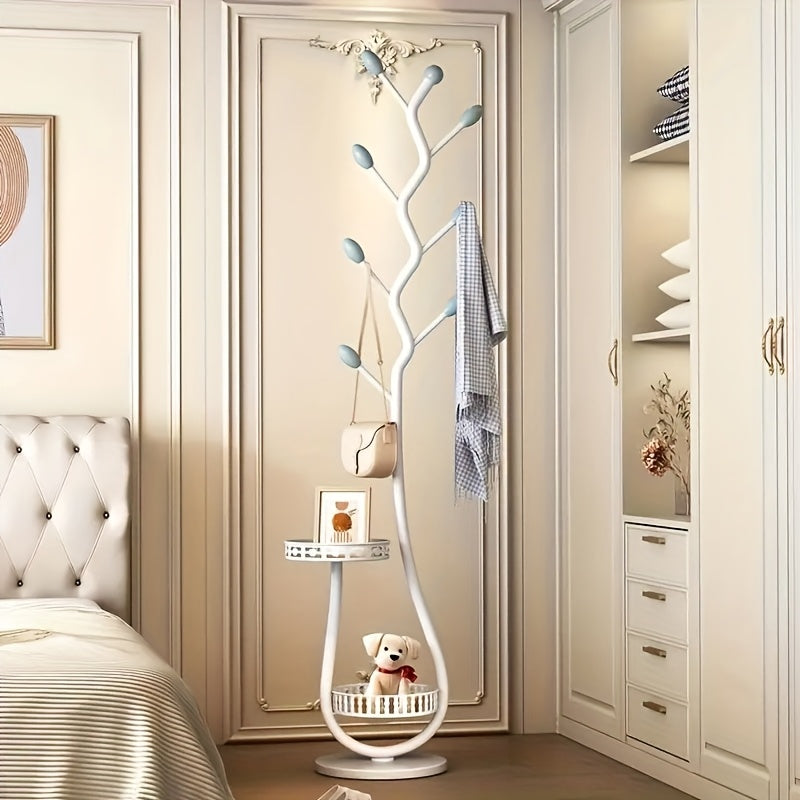 One Piece of Stylish Standalone Metal Clothing Rack with a Shelf - a Versatile Vertical Garment Organizer, Designed for Easy Mobility in for home Organization - Perfect for Coats, Hats, Scarves, And Additional Items