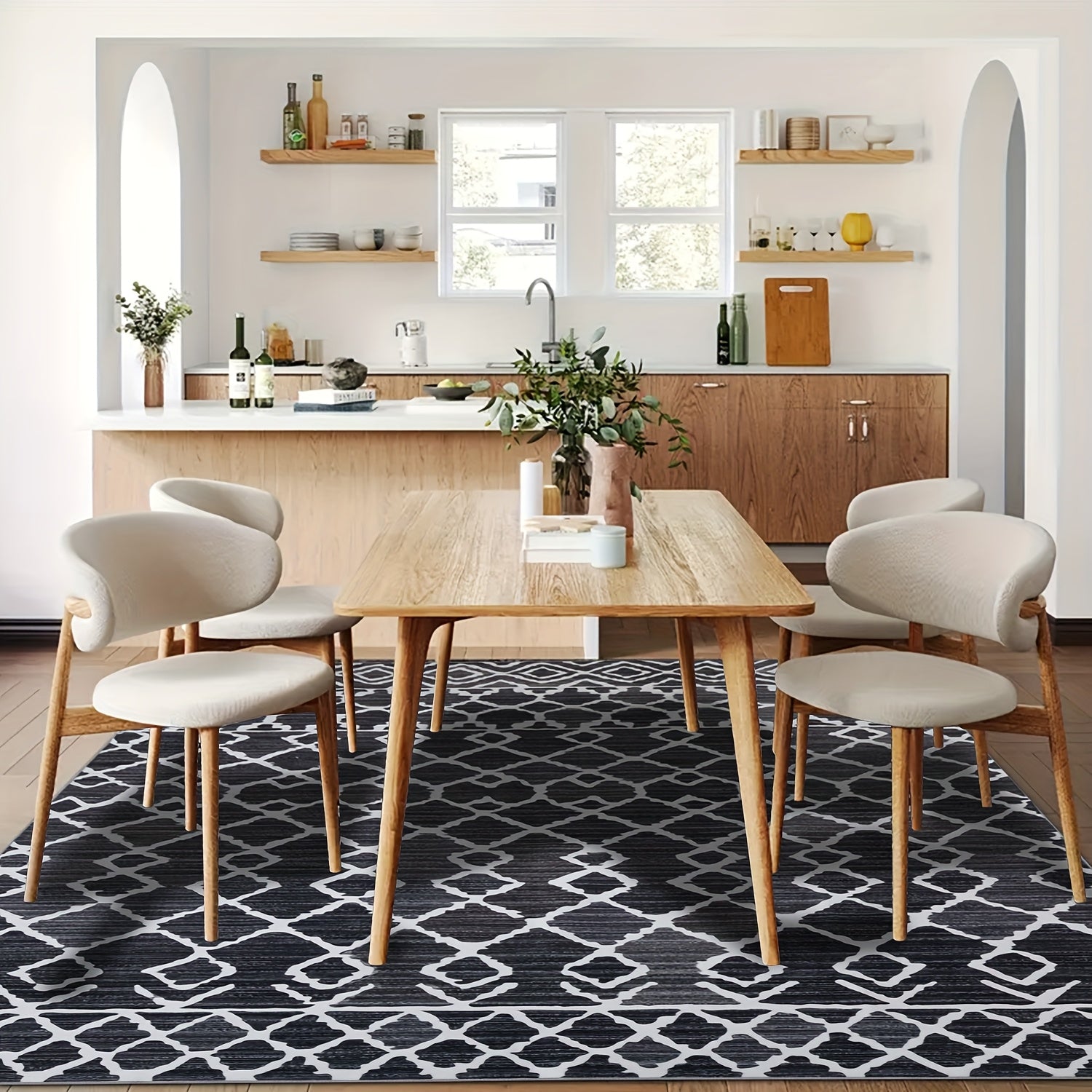 YIHOUSE Non-Shedding Washable Area Rugs, Soft Faux Wool Carpet for Bedroom, Living Room, Dining Room, And Office, Modern Nonslip Striped Rugs in Black And White - Perfect for Home And Room Decoration.