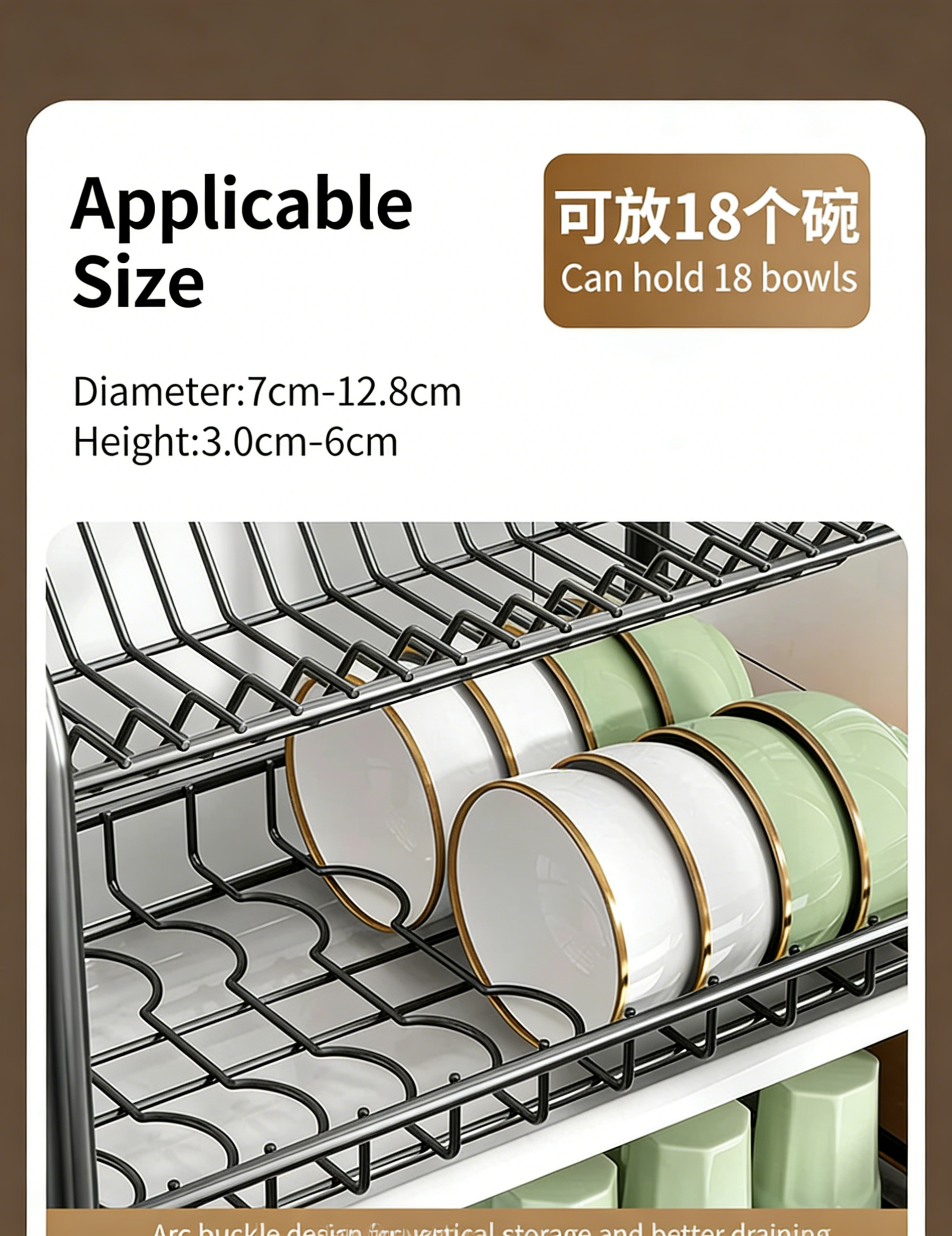 3-Tier Dish Drying Rack with Drain Tray, Utensil Holder & Cutting Board Rack