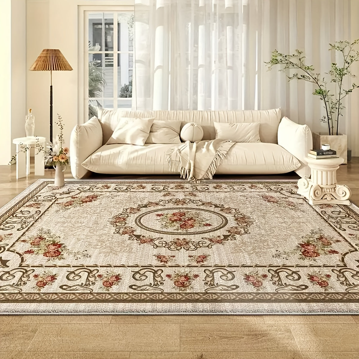 1pc of Enhanced 1000G Contemporary Light Floral Design Carpet, Thickened And Anti-Slip, Washable for Home Decoration, Suitable for Living Room, Bedroom, Dining Area, for home Office, Basement, Outdoor Camping, And Area Rugs for Home Embellishment