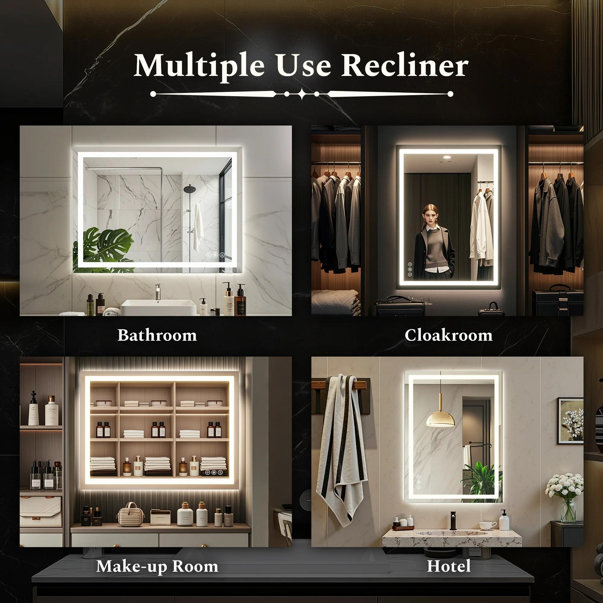 vanity mirror .bathroom mirror Anti-fog LED bathroom mirror with dual light sources and three lighting modes Wall-mounted vanity mirror Different models available on request