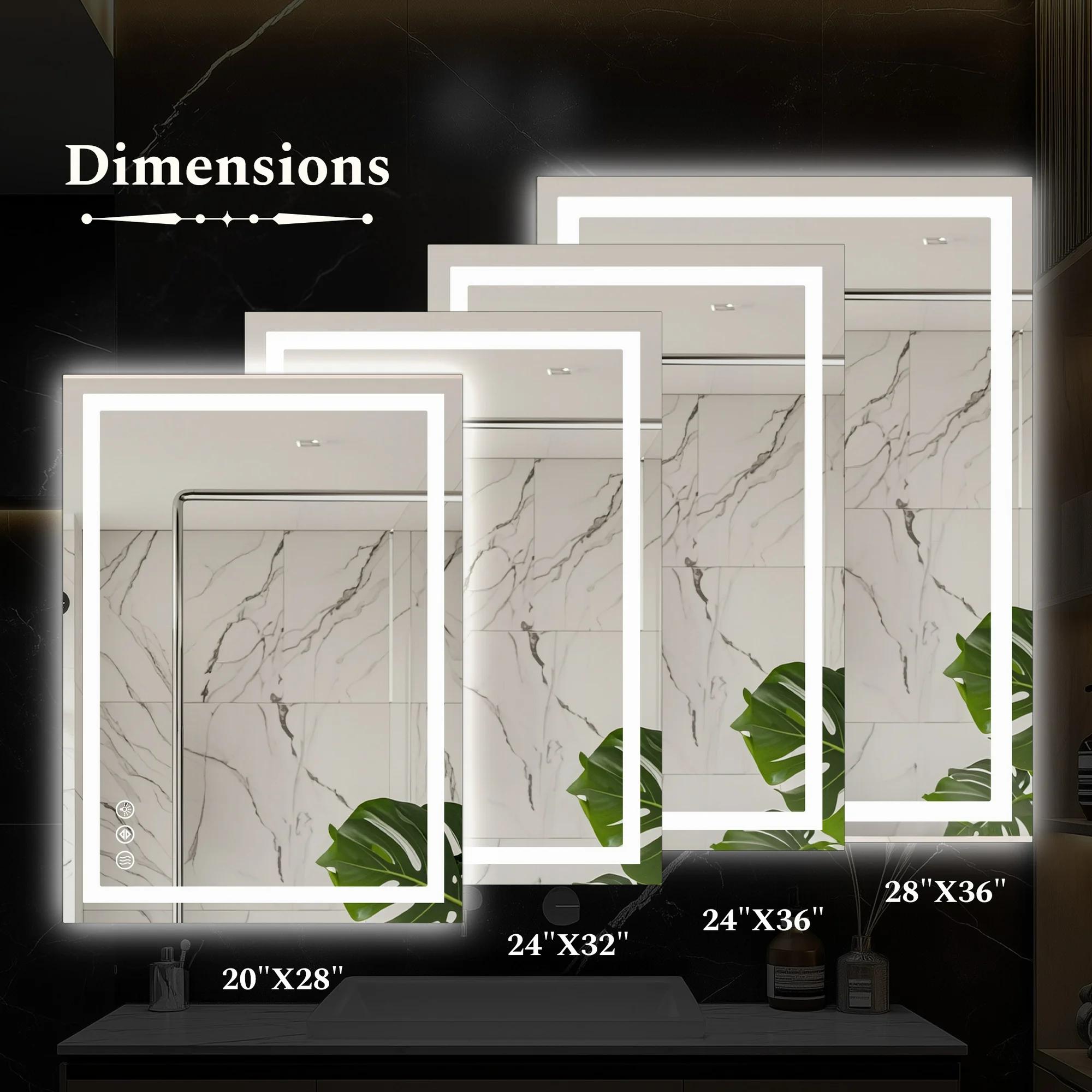 vanity mirror .bathroom mirror Anti-fog LED bathroom mirror with dual light sources and three lighting modes Wall-mounted vanity mirror Different models available on request