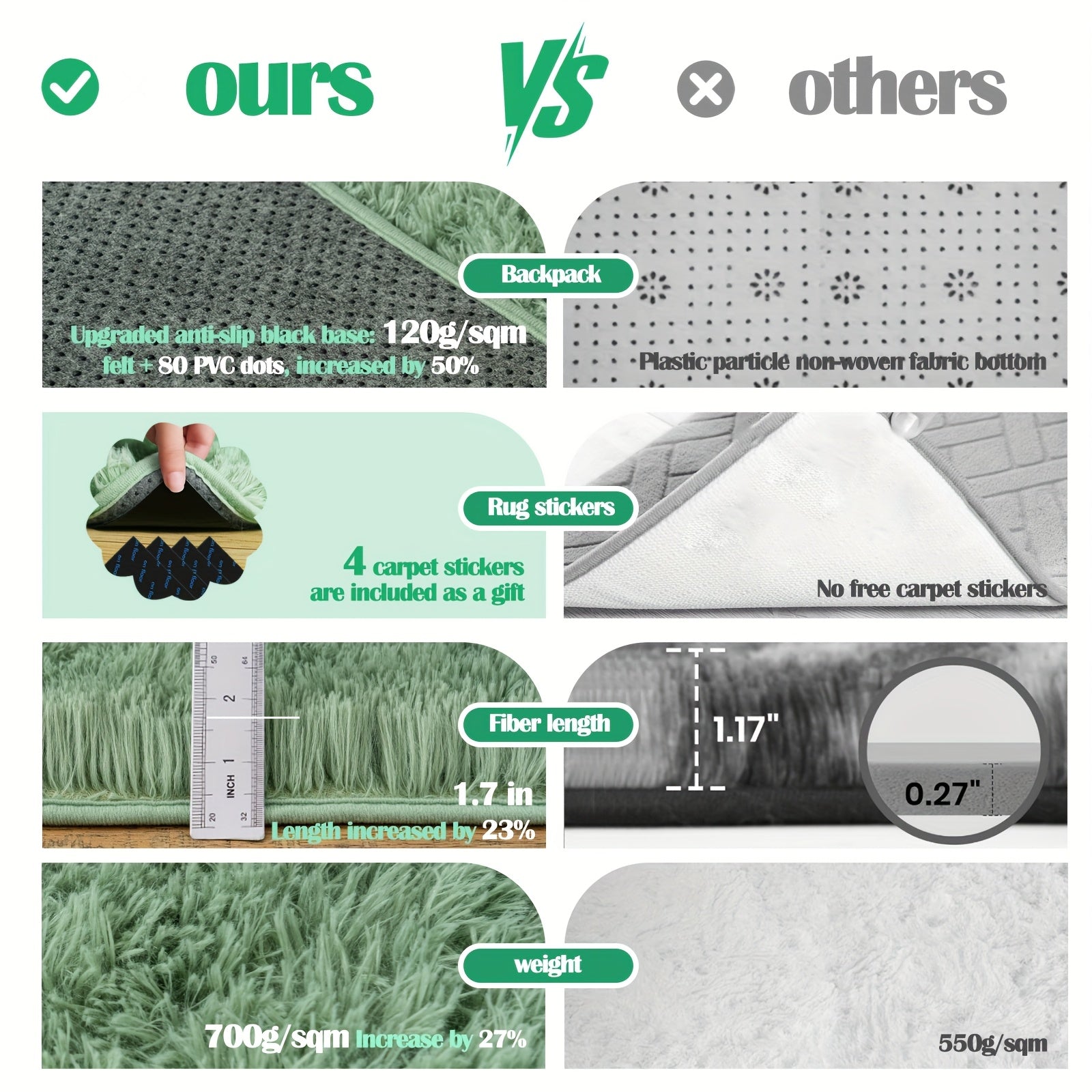 Extra Large 9x12ft Camel Plush Shag Mat - Ultra-Soft Thick Pile, Non-Slip Rubber Backing, Machine Washable Indoor\u002FOutdoor Mat for Living Room, Bedroom, Office