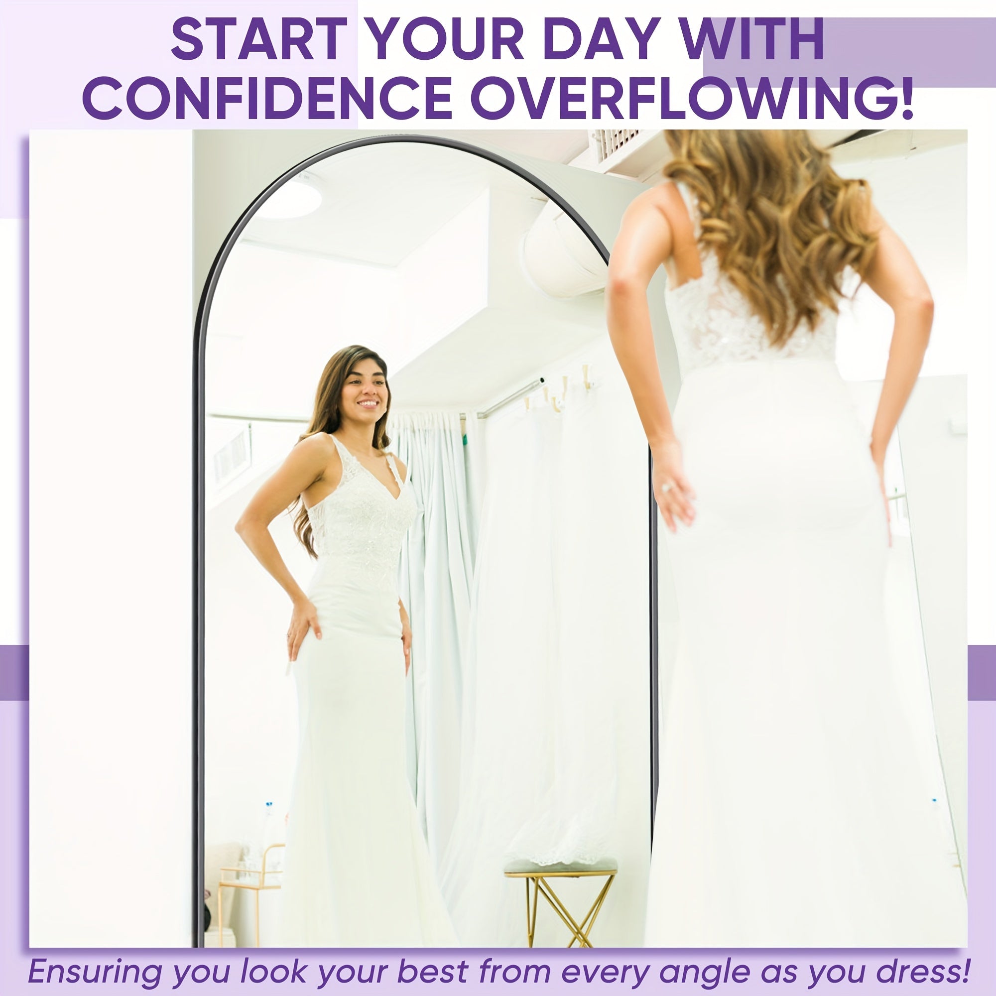 Full Length Mirror, Oversized Arched Floor Mirror Freestanding, Full Body Mirror Floor Standing Mirror With Stand For Bedroom, Hanging Mounted Mirror For Living Room Cloakroom