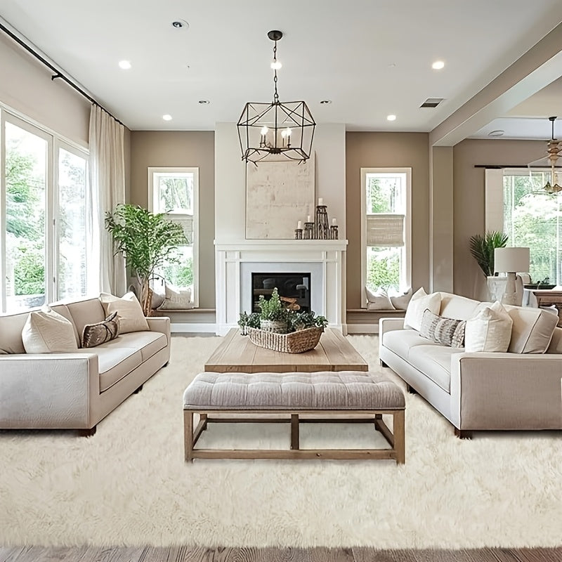Large Fluffy Cream White Area Rugs for The Living Room, Soft Shag Carpets for The Bedroom, Non-Slip Fuzzy Indoor Rugs, Perfect for Christmas Decoration