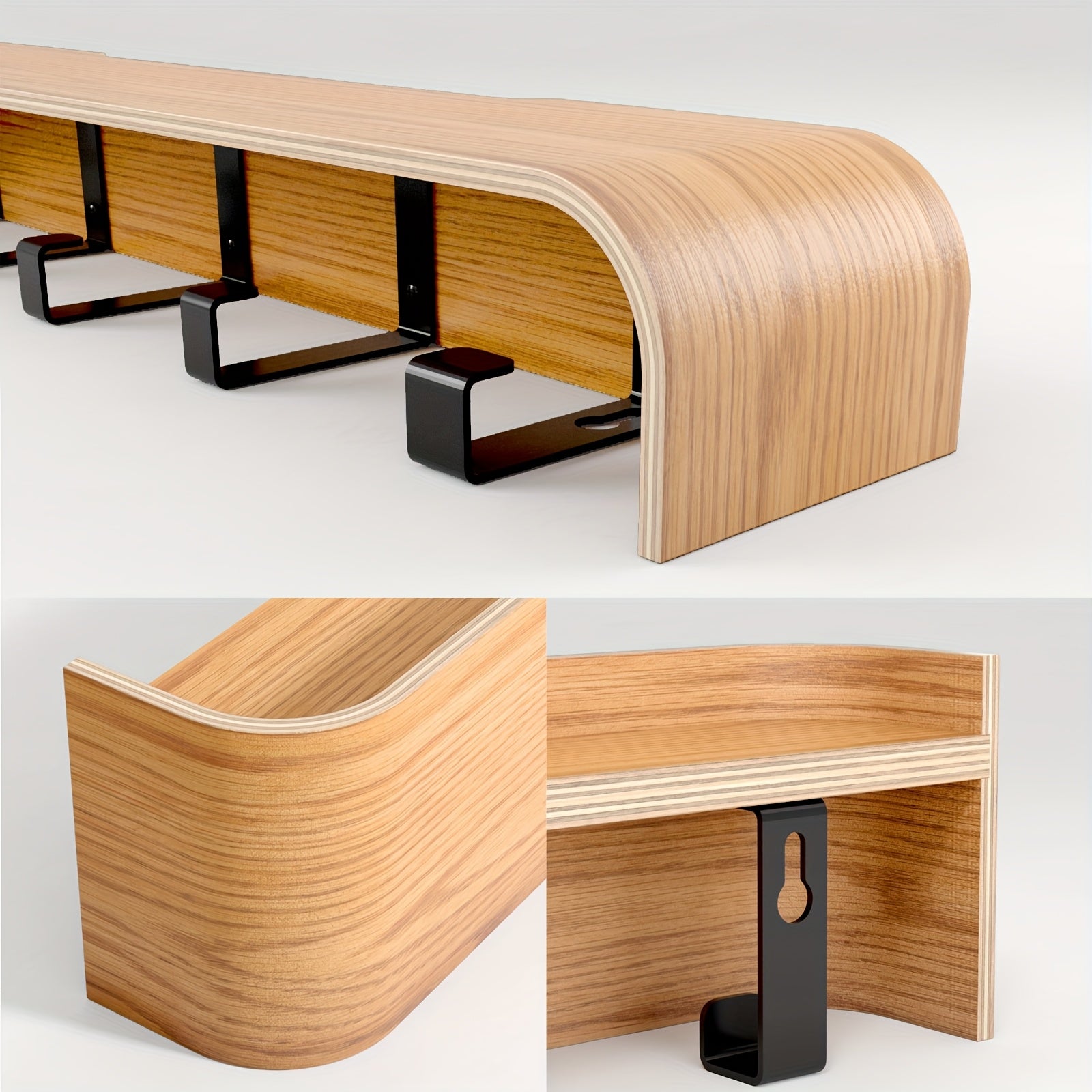 Modern Coat Rack Wall Mount with Wooden Shelf | Key Holder Entryway Hooks for Bedroom, Kitchen, Hallway, Bathroom - Artificial Board and Iron, Wood Color, Portable, Hardwood