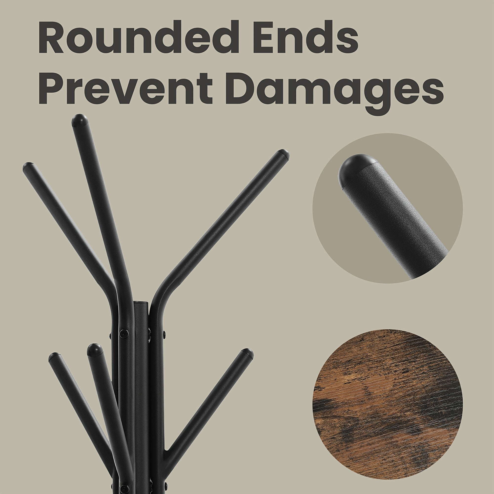 Freestanding Coat Rack\u002Fhat Rack: 6 Hooks + 2 Triangular Shelves for Hanging Clothes\u002Fhats\u002Fbags; Triangular Base, Additional Storage Space, Includes Coat Rack, 69.7\