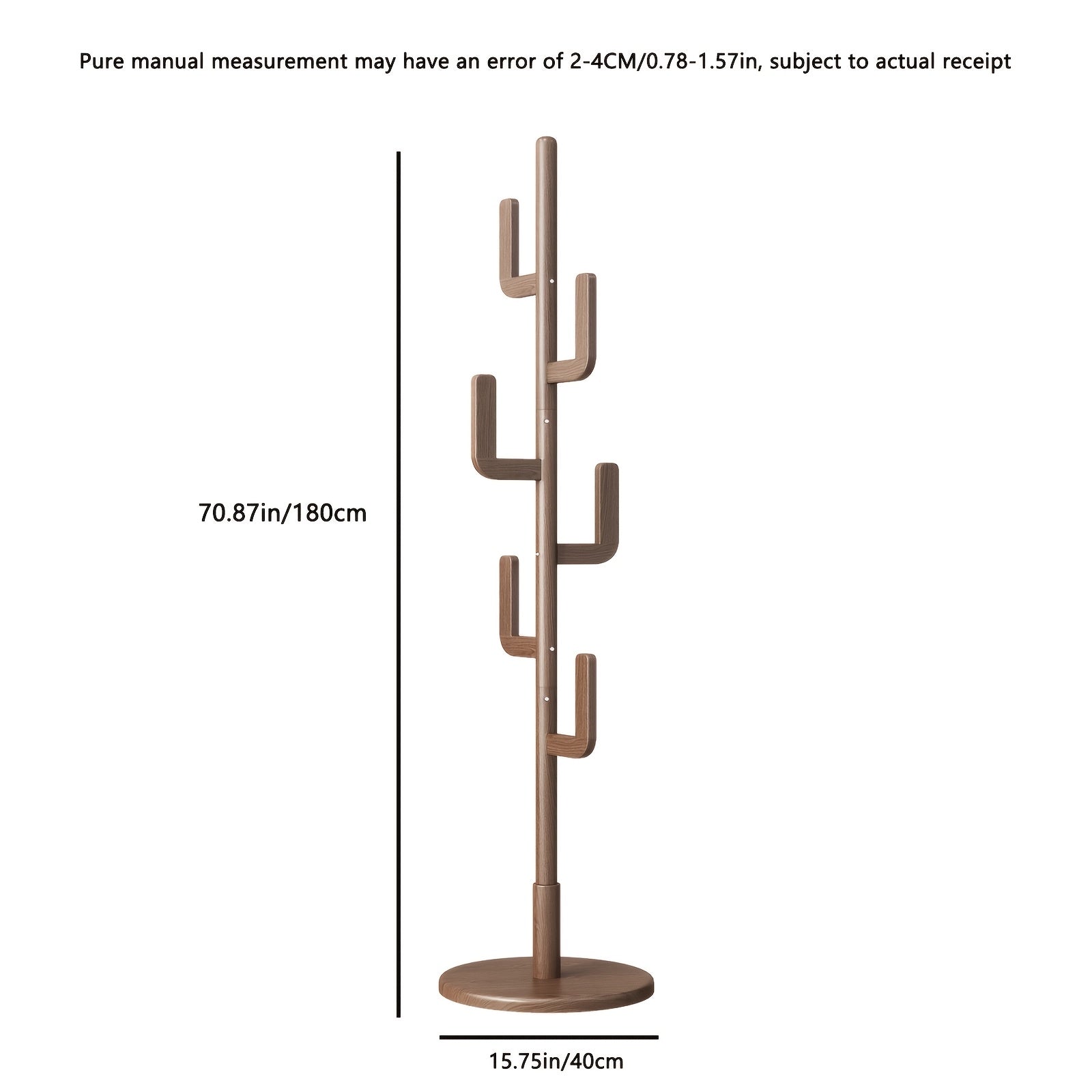 Solid Wood Cactus Coat Rack Stand | Freestanding Coat Rack with 1.59 gal-shaped Hooks and 3 Adjustable Sizes, Sturdy and Easy to Assemble, Ideal for Entryway and Bedroom, Christmas Gift, Black Friday Special, Free Shipping